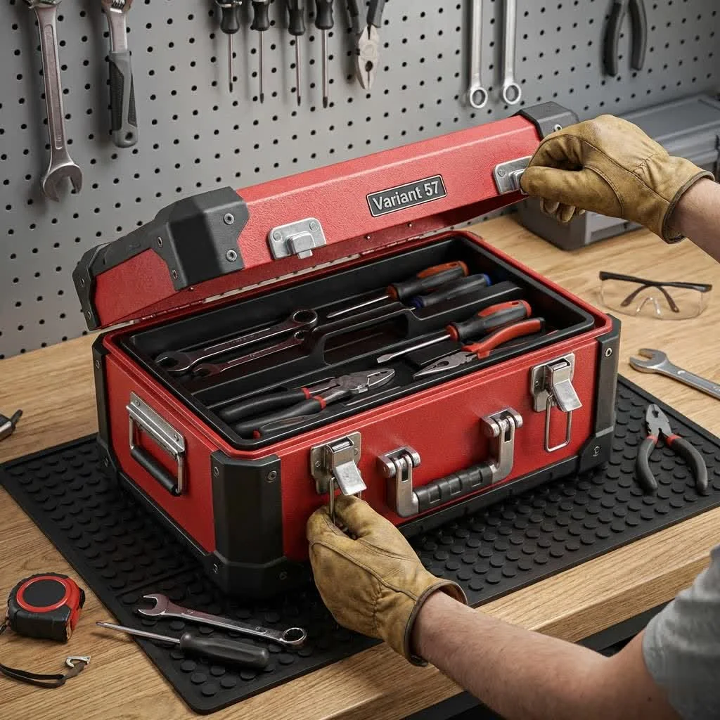 Crossover truck tool box installed in a truck bed